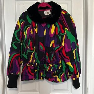 Moxdi Multicolour Abstract Bomber Jacket